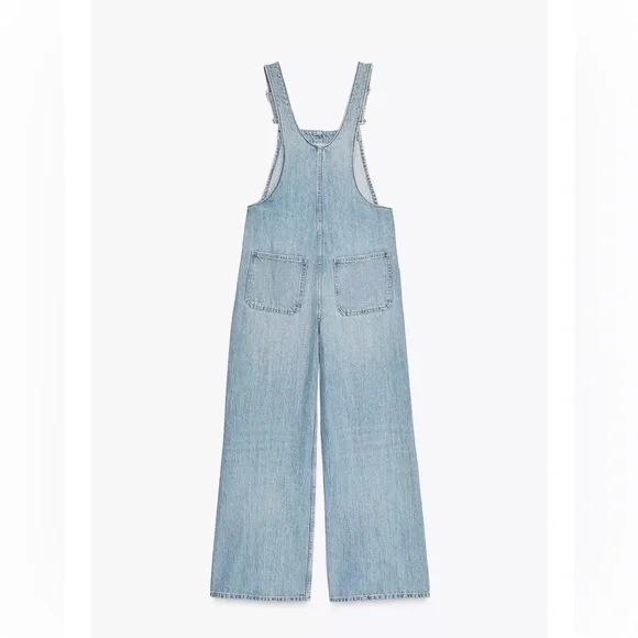 Zara TRF Denim Overalls Womens XS Blue Bib Overall Jeans NWT Festival Casual - Picture 2 of 9